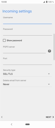 Press the field below 'POP3 server' and key in the name of your email provider's incoming server.
