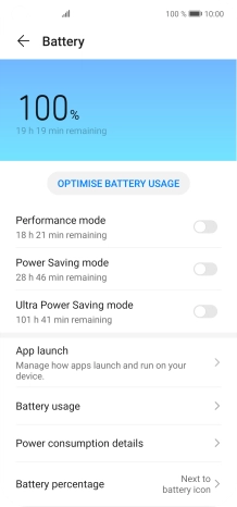 Press the indicator next to the required setting to turn on the function.