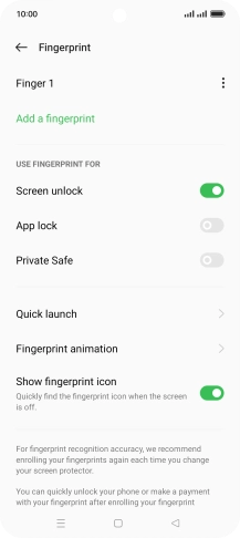 Press the menu icon next to the required fingerprint.