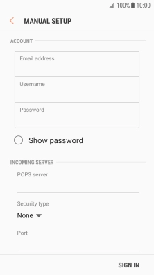 Press the field below 'Username' and key in the username for your email account.