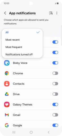 Press the required setting.