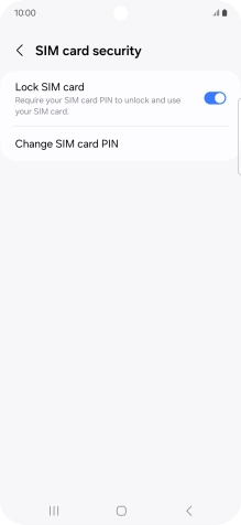 Press the indicator next to 'Lock SIM card' to turn the function on or off.