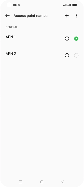 Press the field next to the data connection to activate it.
