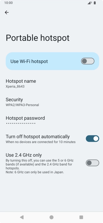 Press Hotspot name.