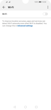 Press the indicator next to 'Wi-Fi' to turn on the function.