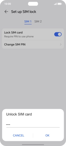 Key in your SIM PIN and press OK. The default SIM PIN is 0000.