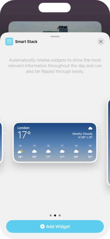 Slide your finger right or left on the screen to select the required widget size. Slide your finger right or left on the screen to select the required widget size.