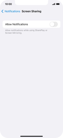 Press the indicator next to 'Allow Notifications' to turn the function on or off.