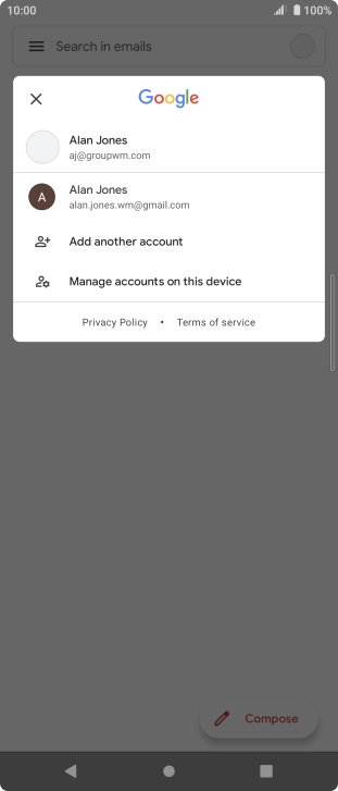 Press the required account. Press the required account.