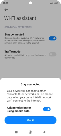 If you turn on the function, press the indicator next to 'Ask permission for using mobile data'.