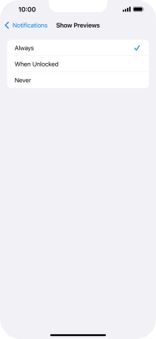To select notification preview on the lock screen, press Always.
