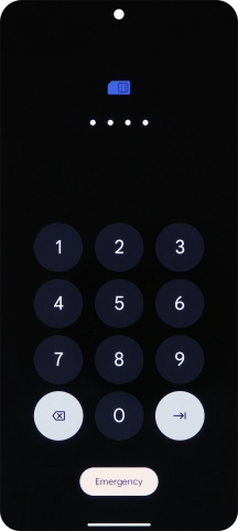 Key in your SIM PIN and press arrow right. The default SIM PIN is 0000.