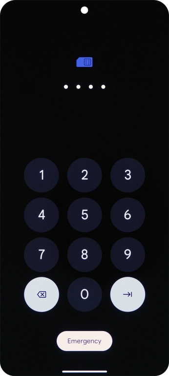 Key in your SIM PIN and press arrow right. The default SIM PIN is 0000.