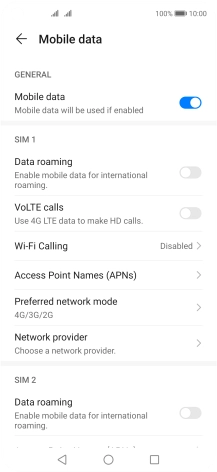 Press Access Point Names (APNs) below the required SIM.