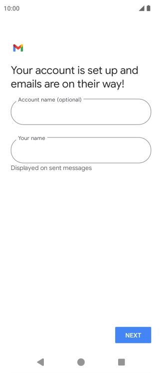 Press the field below 'Account name (optional)' and key in the required name. Press the field below 'Account name (optional)' and key in the required name.