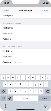 Press Password and key in the password for your email account.