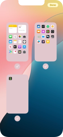 Press the fields below the required home screen pages to select or deselect them.