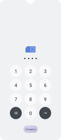 Key in your SIM PIN and press the confirm icon}. The default SIM PIN is 0000.