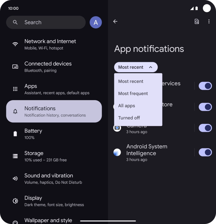 Press the required setting. Press the required setting.