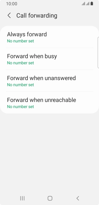 Press the required divert type.