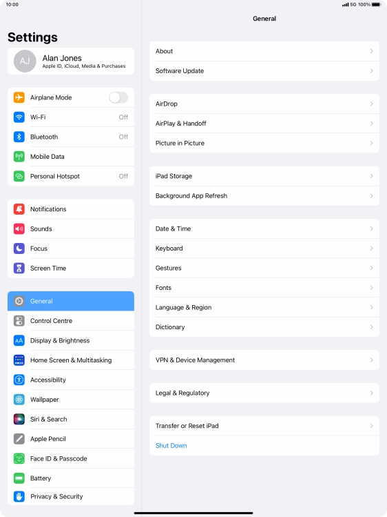 Press Mobile Data.