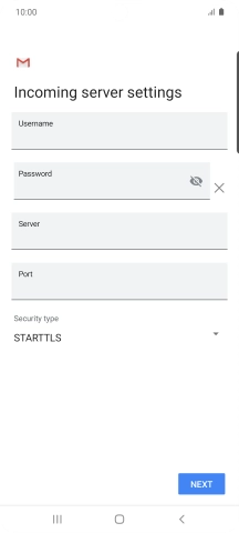 Press the field below 'Username' and key in the username for your email account.