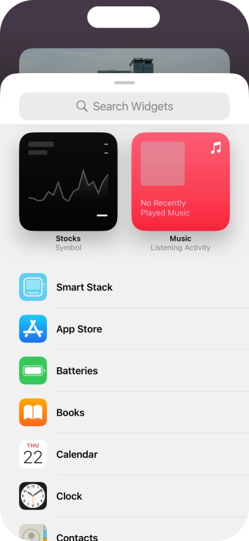 Press the required widget. Press the required widget.