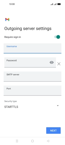Press the field below 'Password' and key in the password of your email provider's outgoing server.