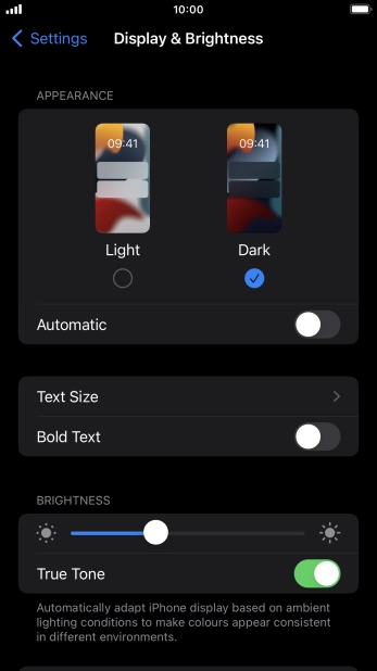 Press the indicator next to 'Automatic' to turn the function on or off.