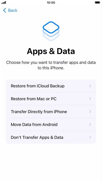 You can transfer content from an Android phone when your phone is activated for the first time and after a factory reset. When this screen is displayed, your phone is ready to transfer content from an Android phone.