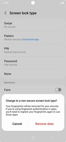 Press Remove data.