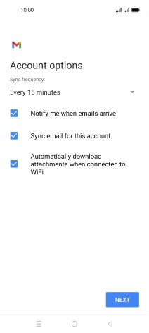 If this screen is displayed, you email account has been recognised and set up automatically. Follow the instructions on the screen to key in more information and finish setting up your phone.