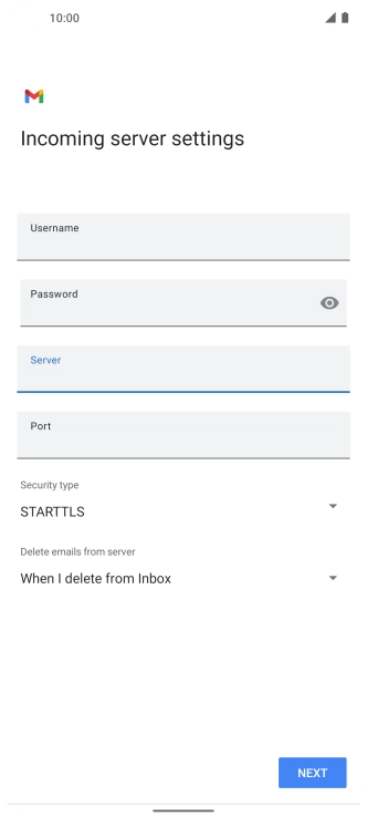 Press the field below 'Port' and key in 110.