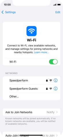 Press the required WiFi network and key in the password for the WiFi network.