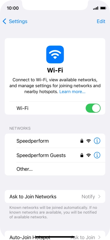 Press the required WiFi network and key in the password for the WiFi network.