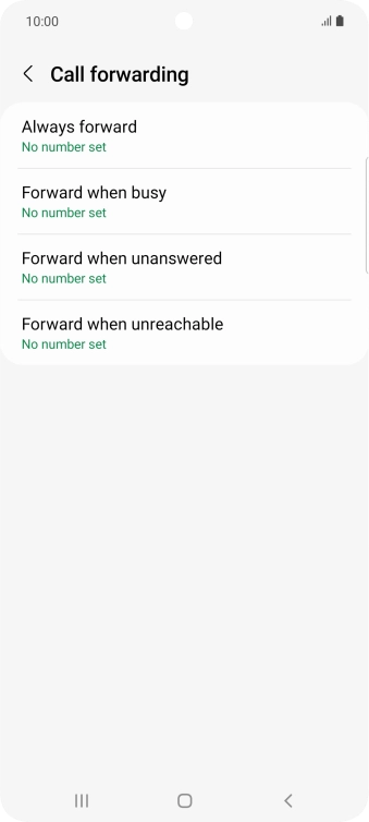 Press the required divert type.