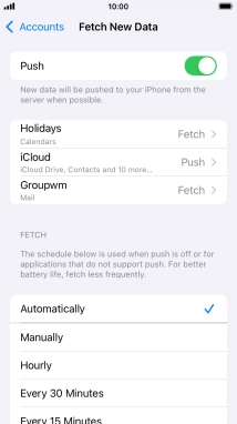 Press the indicator next to 'Push' to turn the function on or off.