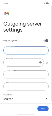 Press the field below 'Password' and key in the password of your email provider's outgoing server.