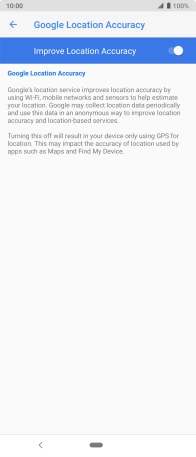 If you press the indicator next to 'Improve Location Accuracy' to turn off the function, your phone can find your exact position using the GPS satellites but it may take longer as there is no access to supplementary information from the mobile network or nearby WiFi networks.
