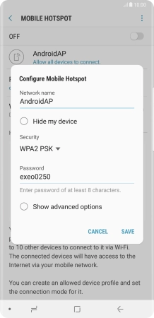 Press the field below 'Network name' and key in the required name.