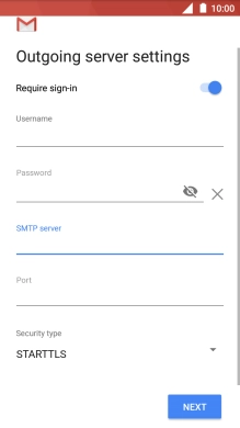 Press the field below 'Port' and key in 25.