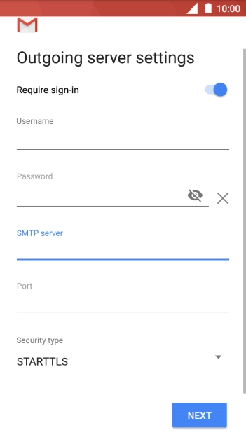 Press the field below 'Port' and key in 25.
