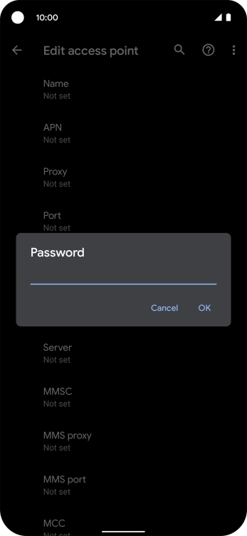 Key in p and press OK.