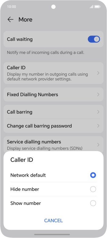 Press Show number to turn on caller ID.