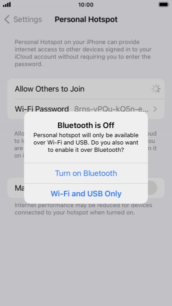 If WiFi is turned on, press Wi-Fi and USB Only.
