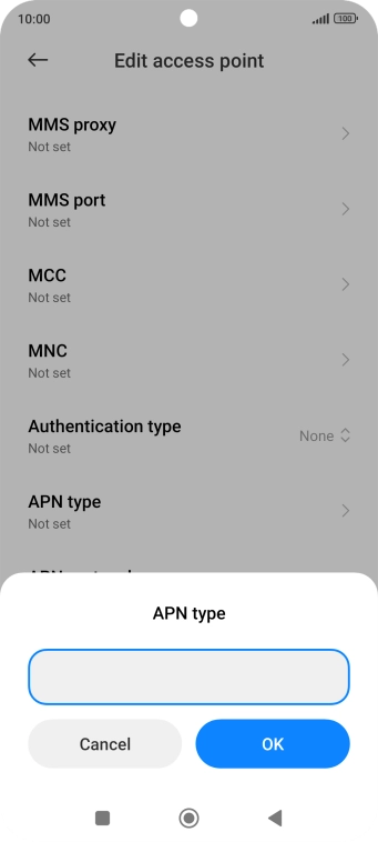 Key in default and press OK.
