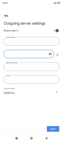 Press the field below 'SMTP server' and key in the name of your email provider's outgoing server.