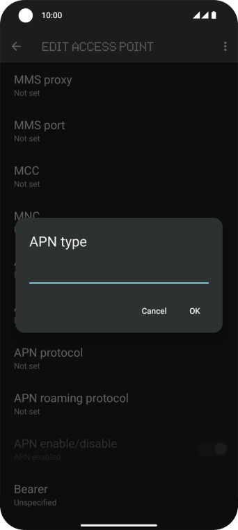 Key in default and press OK.