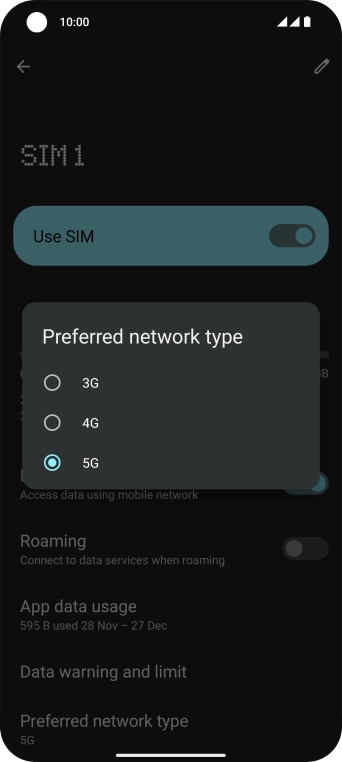 Press the required network mode.