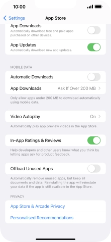 Press the indicator next to 'Offload Unused Apps' to turn the function on or off.